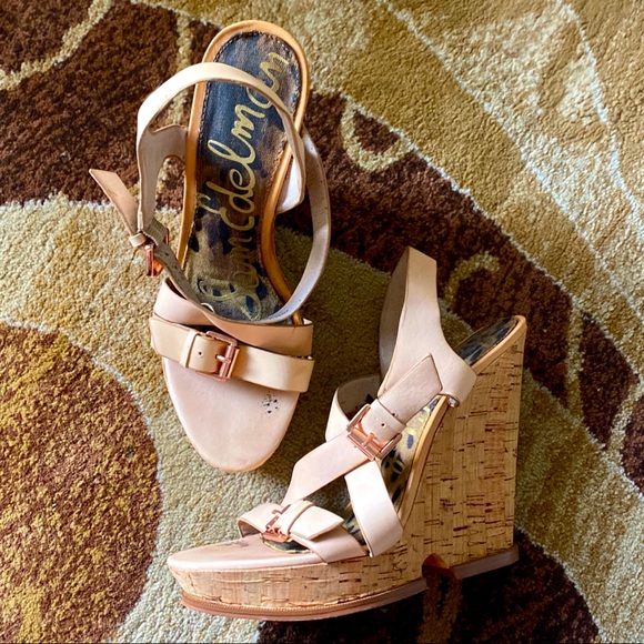 Sam Edelman Peach Sandal Wedges - Picture 1 of 7
